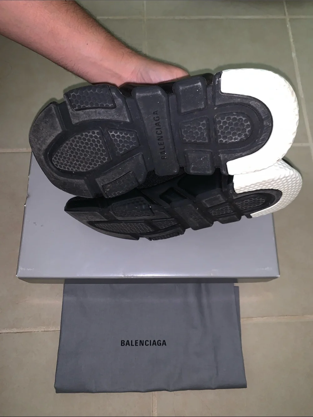 Balenciaga Black Knit Sock Runner with White Logo - Picture 4 of 4
